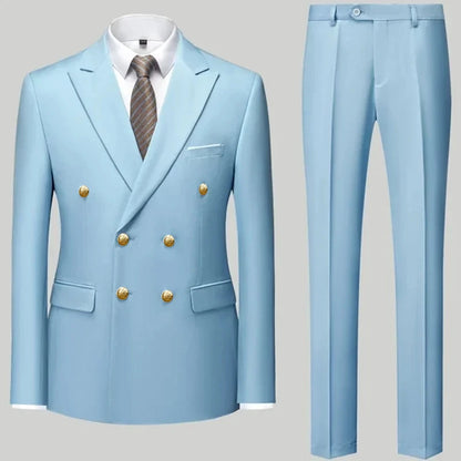 Men Classical Korean Style 2 Pcs Suit Set
