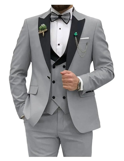 Men's Royal Blue 3-Piece Slim Fit Suit- Blazer - Vest - Pants


