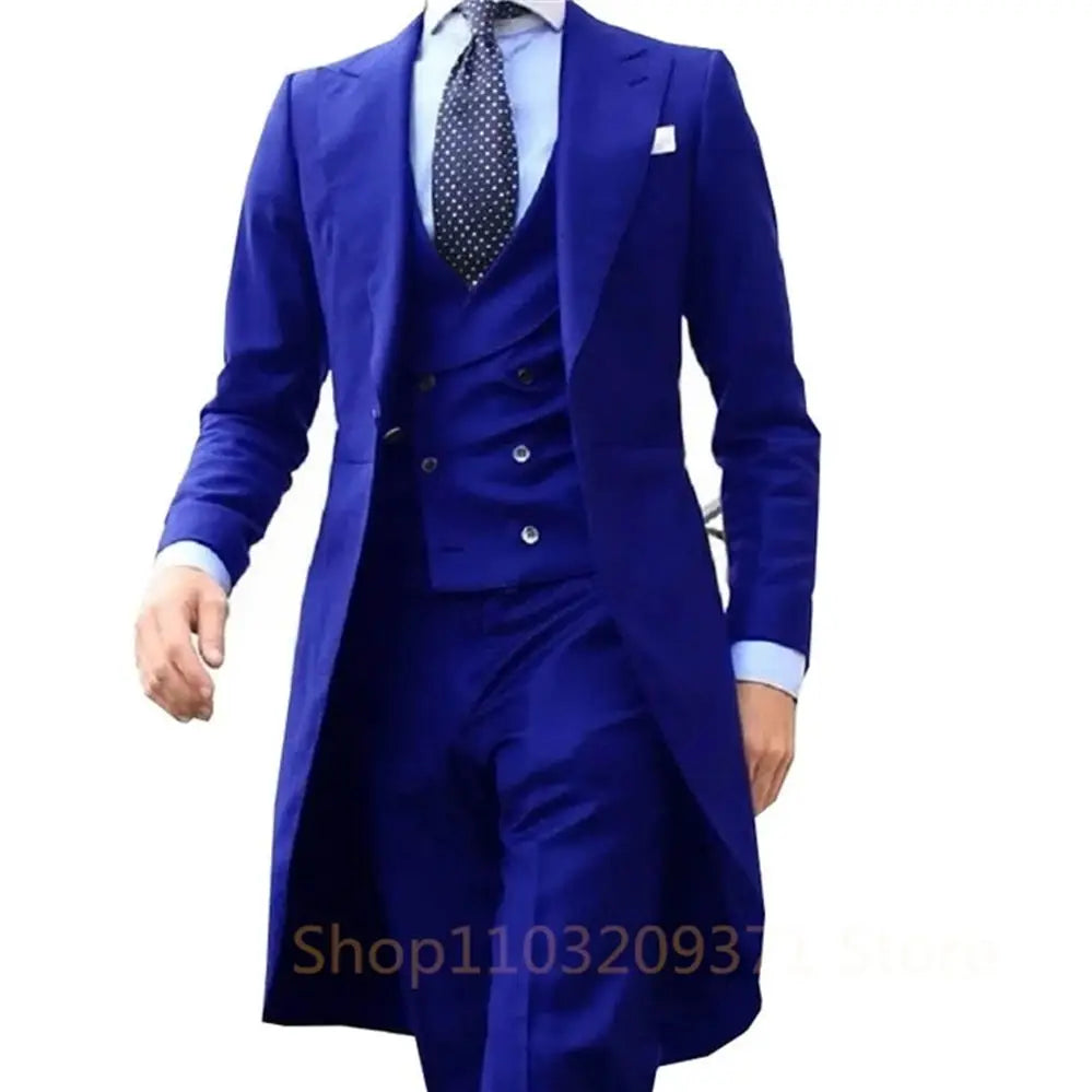 Royal Blue 3-Piece Tuxedo Suit for Men
