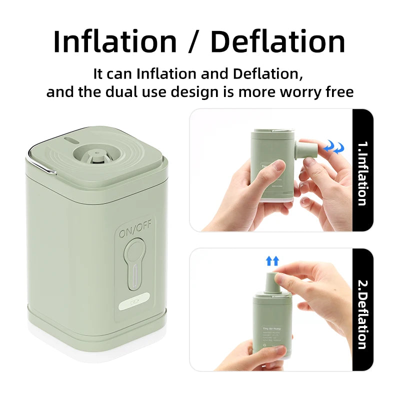 3-in-1 Electric Air Pump - Mini Wireless/USB Charging with Lights for Camping

