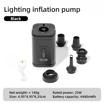 3-in-1 Electric Air Pump - Mini Wireless/USB Charging with Lights for Camping
