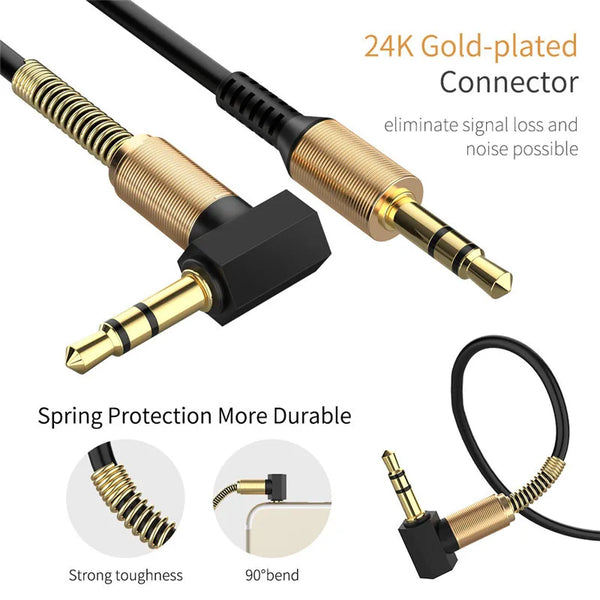 3.5mm male to male audio cable showing car compatibility.