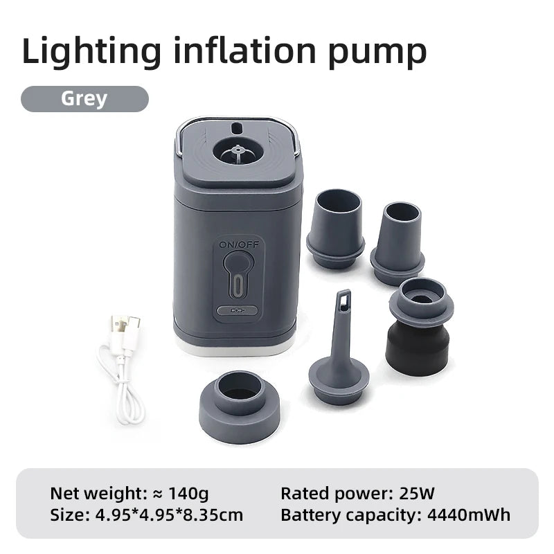 3-in-1 Electric Air Pump - Mini Wireless/USB Charging with Lights for Camping
