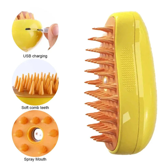 3 in 1 Pet Massage Electric Steam Hair Brush