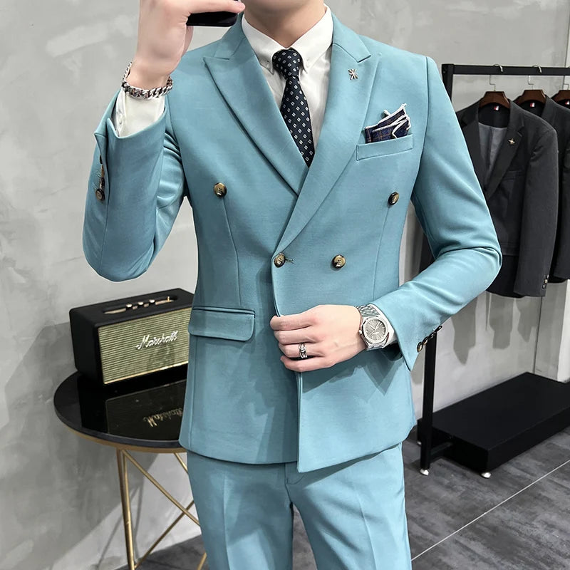 Men's Korean Style 3 Pcs Classical Suit
