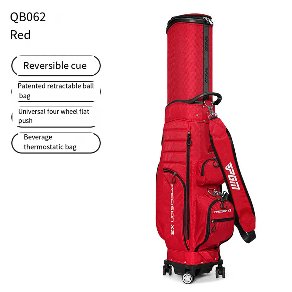 PGM QB062: Universal 4-Wheel Golf Bag with Telescopic Handle
