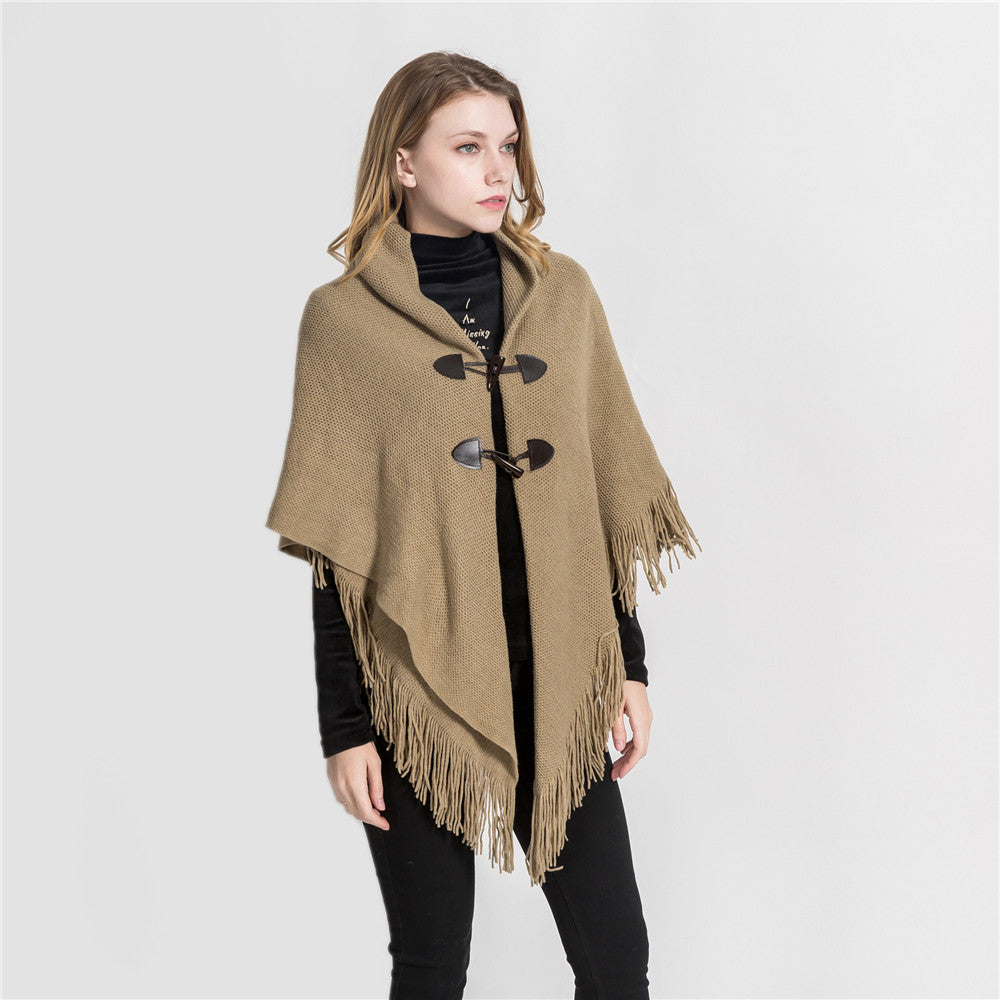 Winter lose Strickjacke lange ärmellose Frauen Hut Poncho