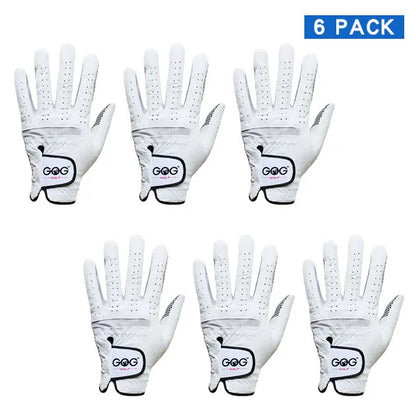 6 PCS Golf Gloves Men's Soft Breathable Pure Sheepskin Genuine Leather