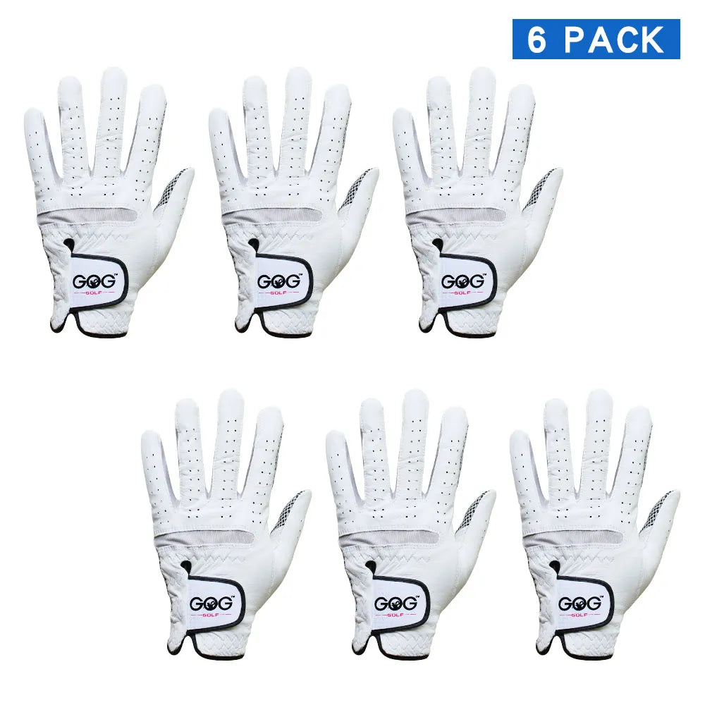 6 PCS Golf Gloves Men's Soft Breathable Pure Sheepskin Genuine Leather