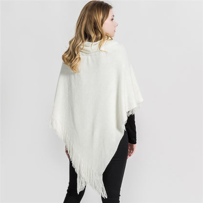 Winter Loose Cardigan Long Sleeveless Women Hat Poncho