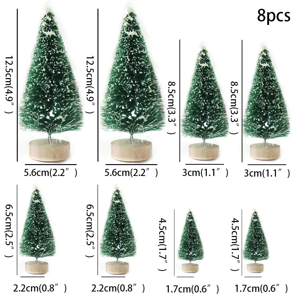 8PCS Mini Glitter Christmas Trees for Decor
