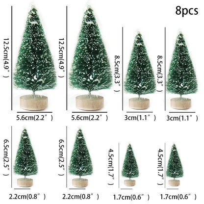 8PCS Mini Glitter Christmas Trees for Decor