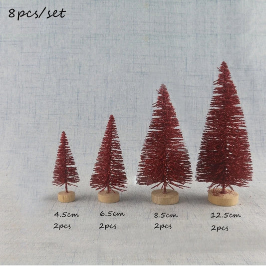 8PCS Mini Glitter Christmas Trees for Decor