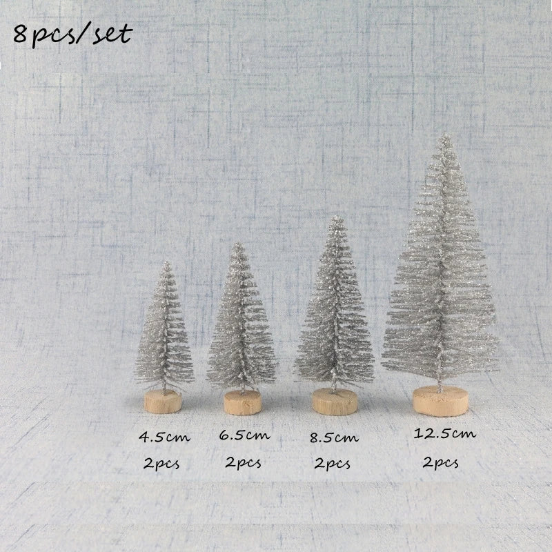 8PCS Mini Glitter Christmas Trees for Decor