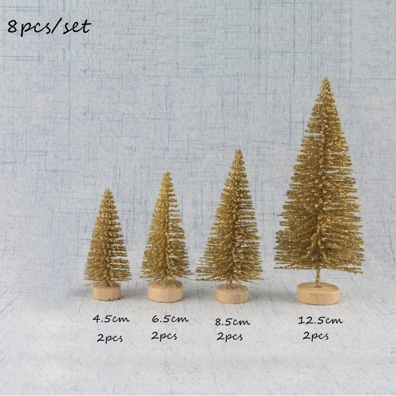 8PCS Mini Glitter Christmas Trees for Decor
