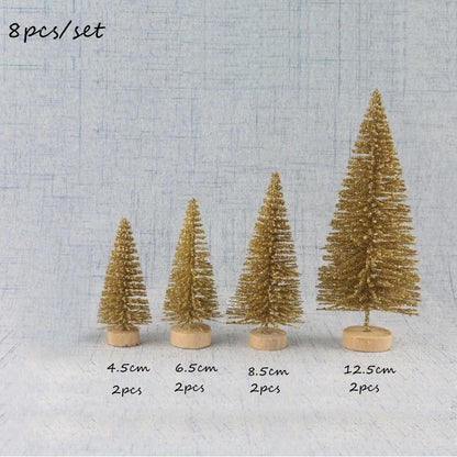 8PCS Mini Glitter Christmas Trees for Decor