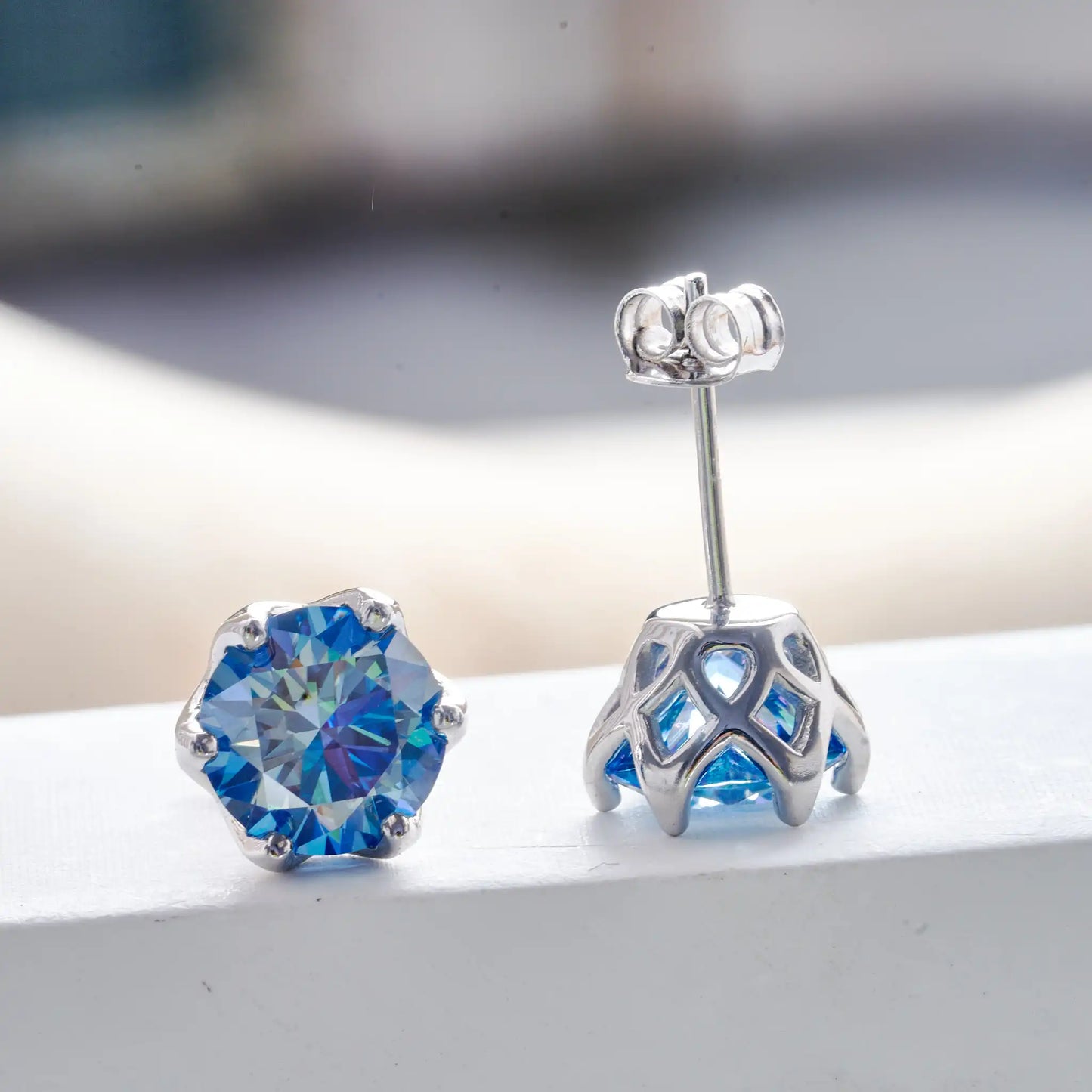 925 Sterling Silver Moissanite Stud Earrings