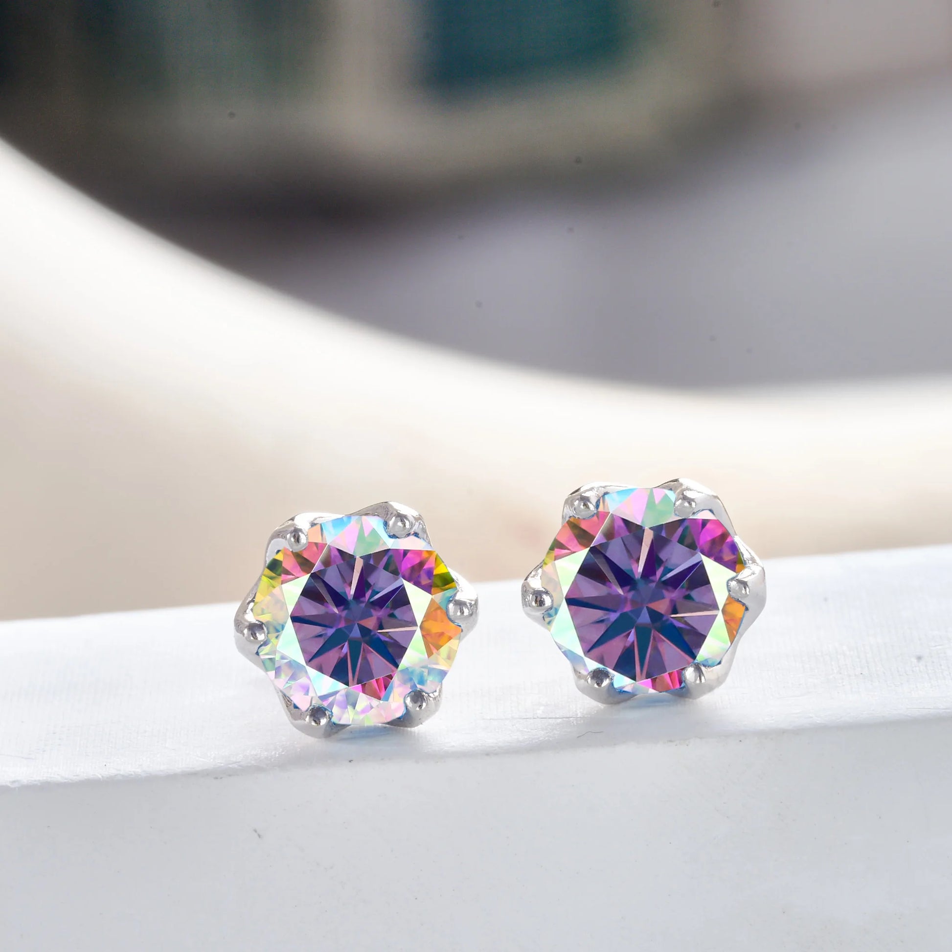 925 Sterling Silver Moissanite Stud Earrings