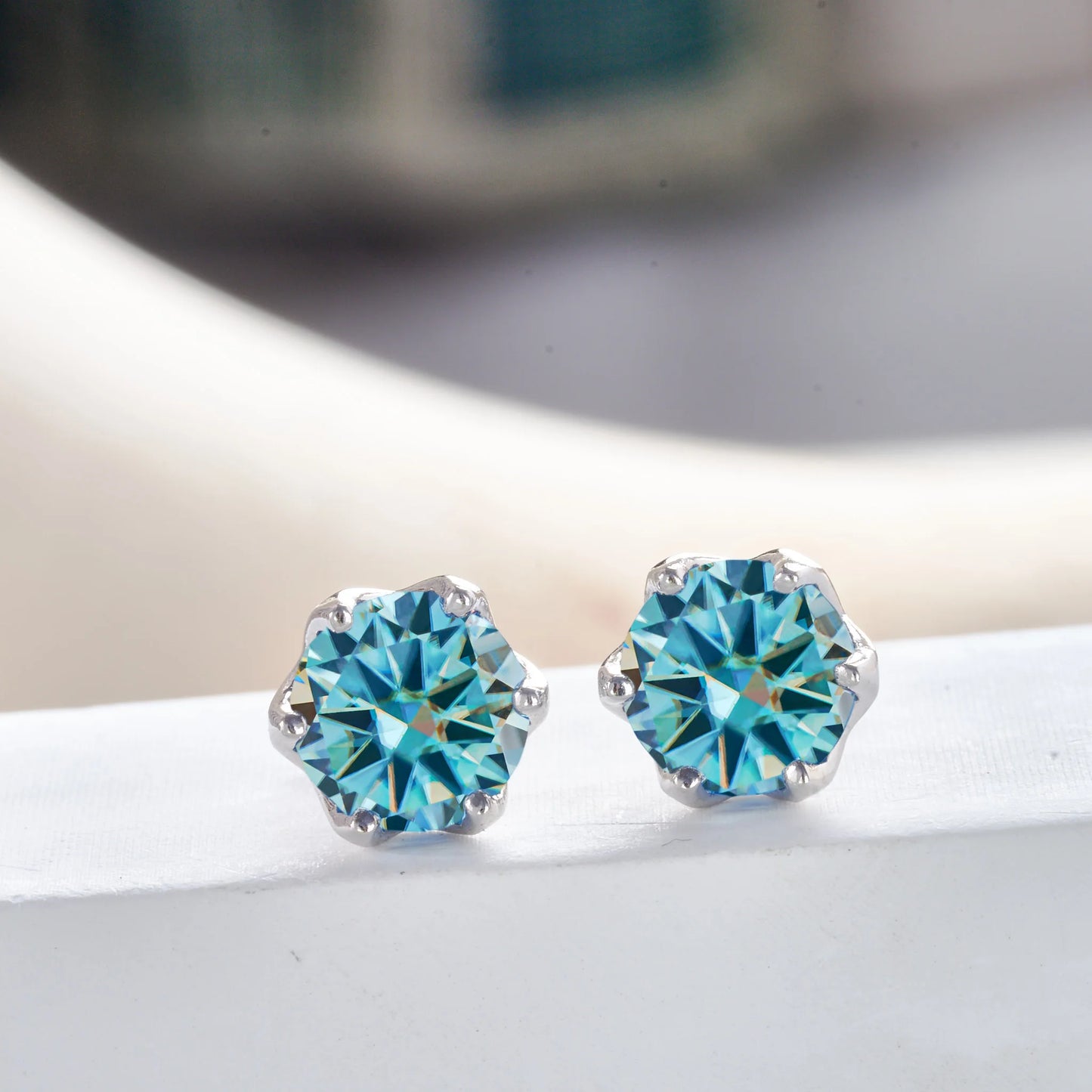 925 Sterling Silver Moissanite Stud Earrings