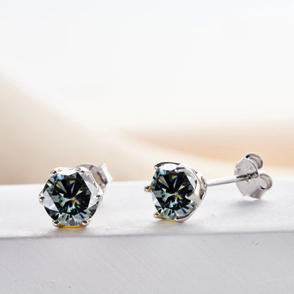 925 Sterling Silver Moissanite Stud Earrings