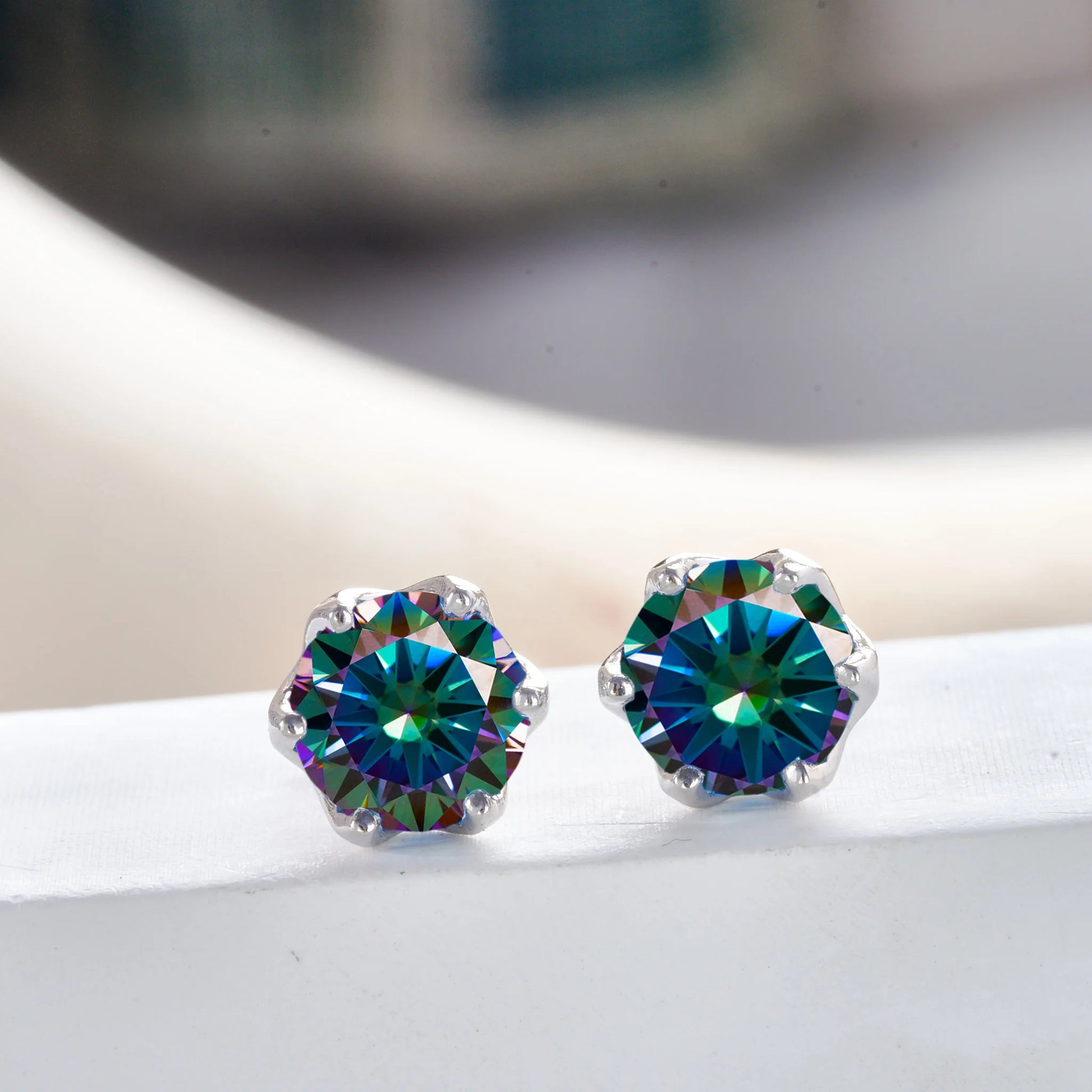 925 Sterling Silver Moissanite Stud Earrings