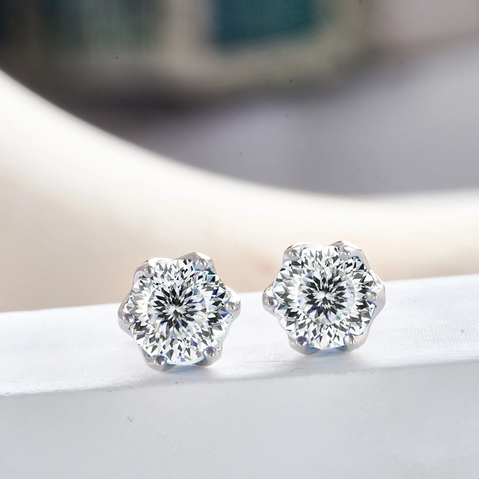 925 Sterling Silver Moissanite Stud Earrings