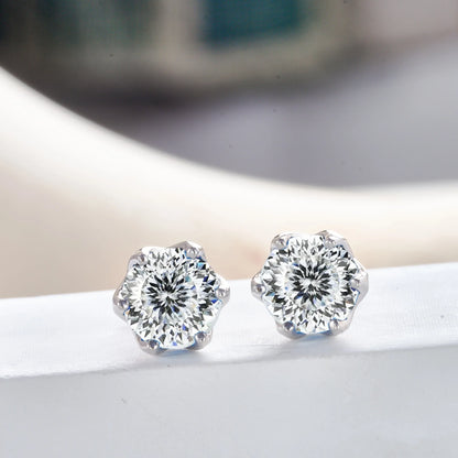 925 Sterling Silver Moissanite Stud Earrings
