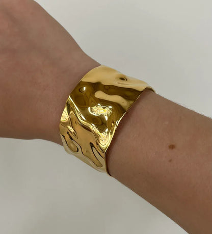 Adjustable Gold-Plated Cuff Bracelets for Women