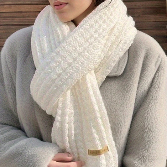 Damen Winter-Wollschals einfarbig gestrickt
