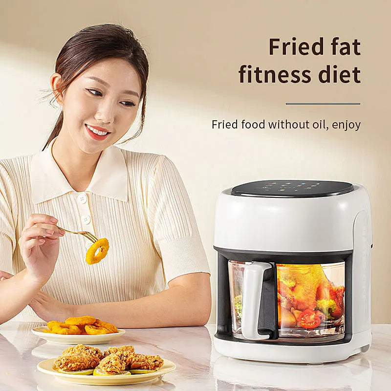 Electric Air Fryer Large Capacity Convection Oven Deep Fryer Without Oil Kitchen 360°Baking Viewable Window Home Appliance
