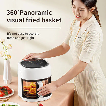 Electric Air Fryer Large Capacity Convection Oven Deep Fryer Without Oil Kitchen 360°Baking Viewable Window Home Appliance