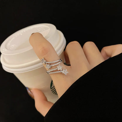 Women's Geometric Zircon Round Ring