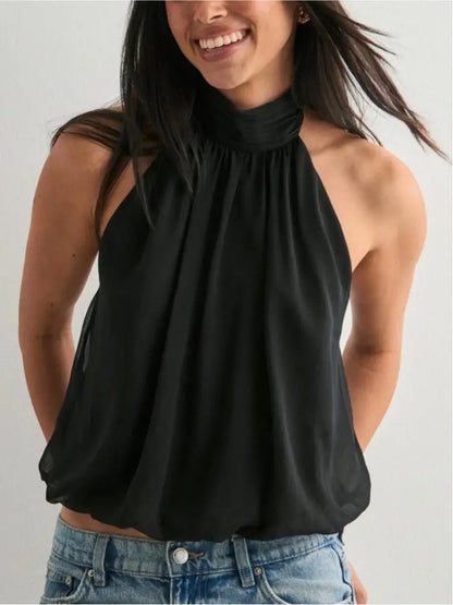 Chinesische Damen-Crop-Tops mit Knopfleiste, schulterfrei, Neckholder