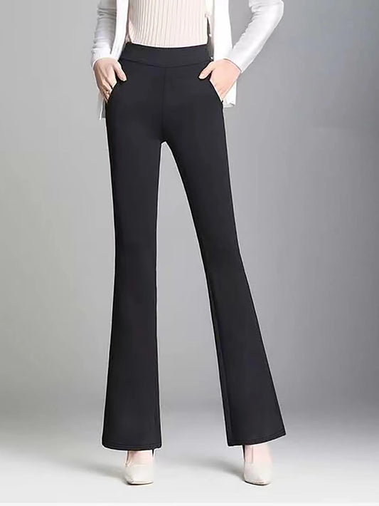 Pantalon décontracté élastique mince évasé pour femme