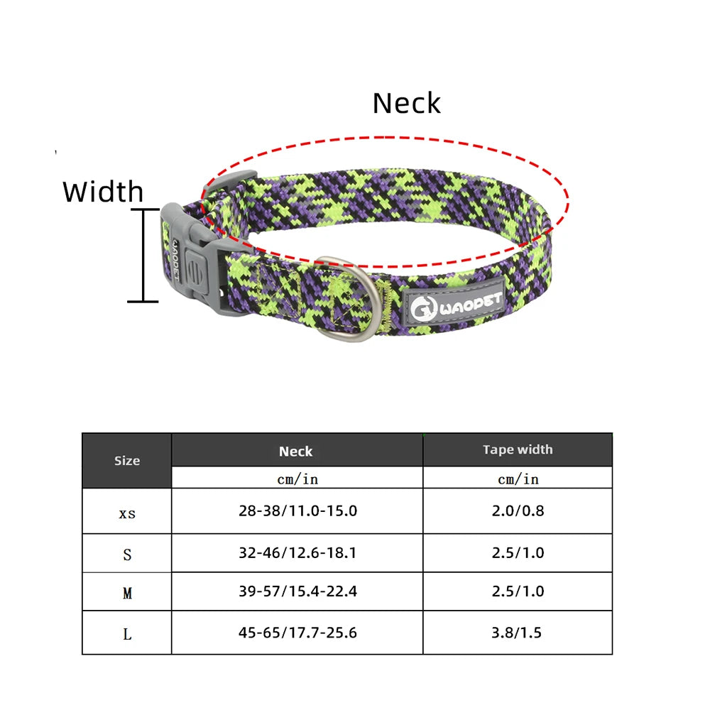 Adjustable Choker Ring Colorful Reflective Dog Collar