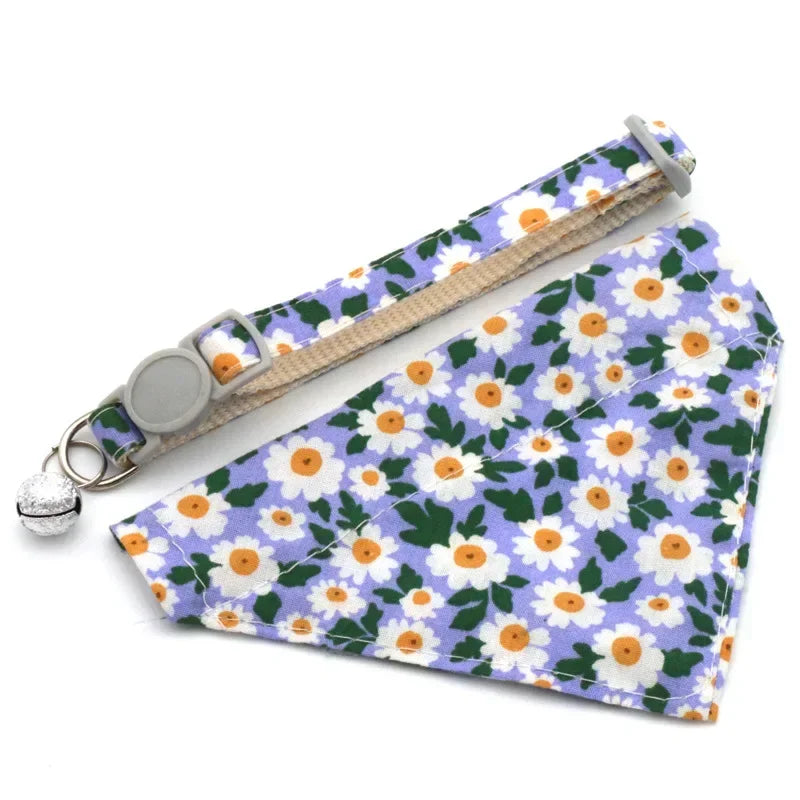 Adjustable Daisy NeckScarf Small Dog Collar