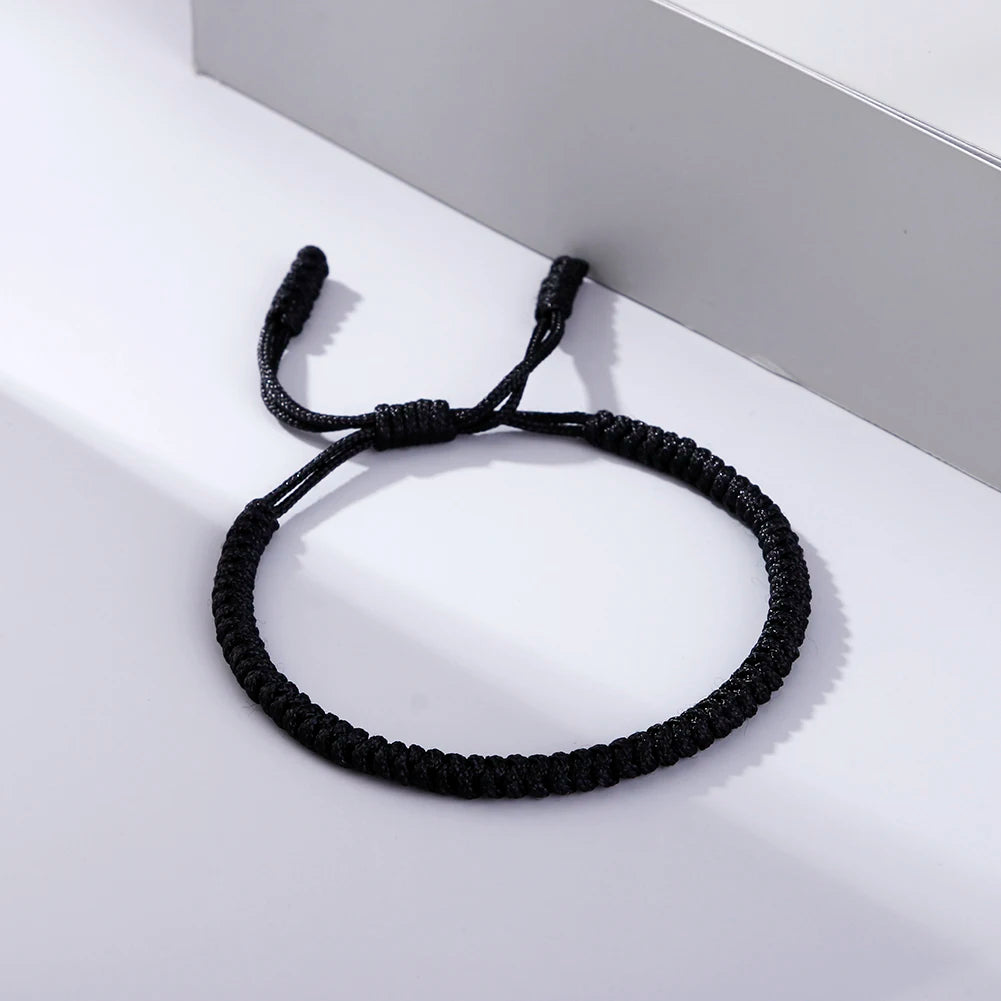 Adjustable Handmade Charm Wristband - Black And White Bracelet