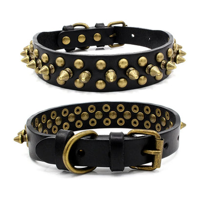 Adjustable Leather Rivet No Bite Dog Collar