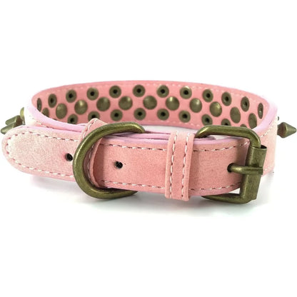 Adjustable Leather Rivet No Bite Dog Collar