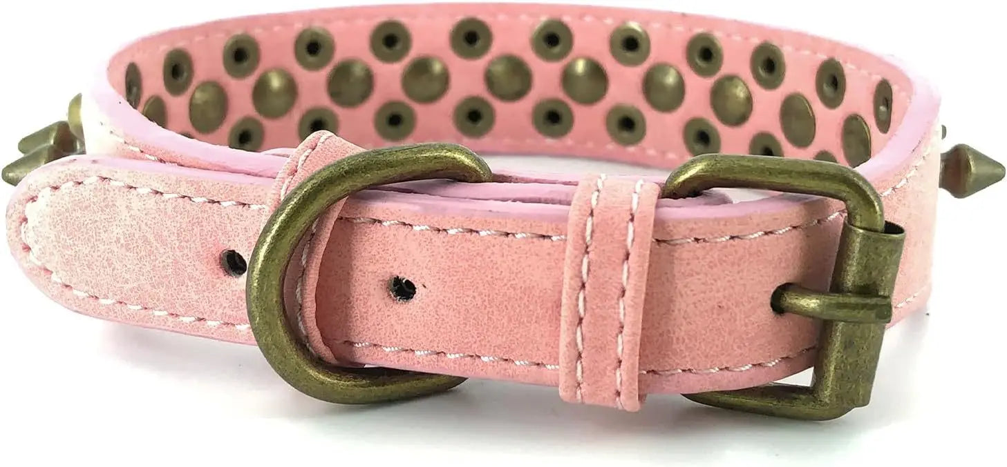 Adjustable Leather Rivet No Bite Dog Collar