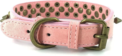Adjustable Leather Rivet No Bite Dog Collar