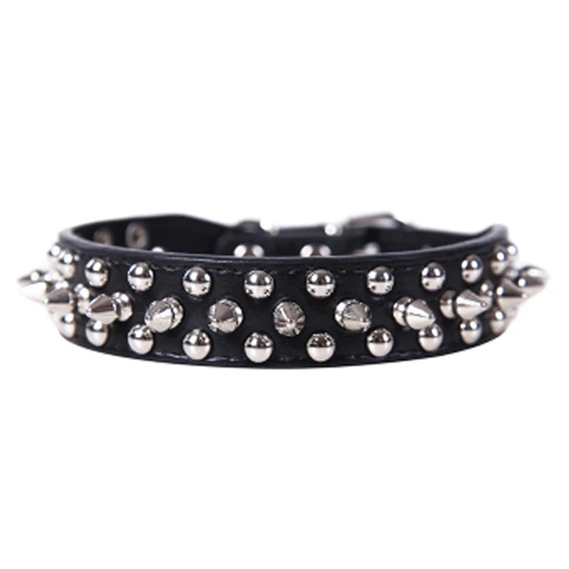 Adjustable Neck Strap PU Leather PunkRivet Spiked Dog Collar