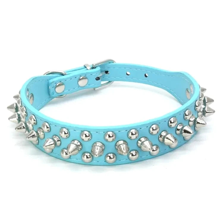 Adjustable Neck Strap PU Leather PunkRivet Spiked Dog Collar