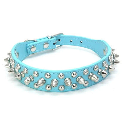 Adjustable Neck Strap PU Leather PunkRivet Spiked Dog Collar