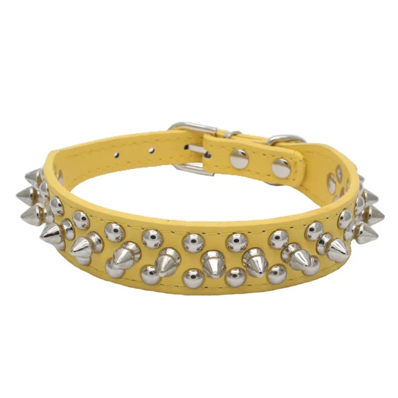 Adjustable Neck Strap PU Leather PunkRivet Spiked Dog Collar