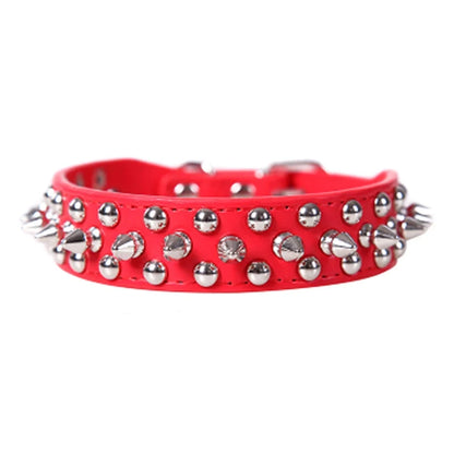 Adjustable Neck Strap PU Leather PunkRivet Spiked Dog Collar