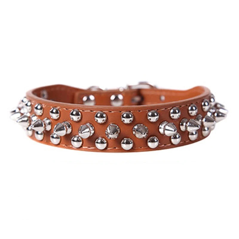 Adjustable Neck Strap PU Leather Punk Rivet Spiked Dog Collar