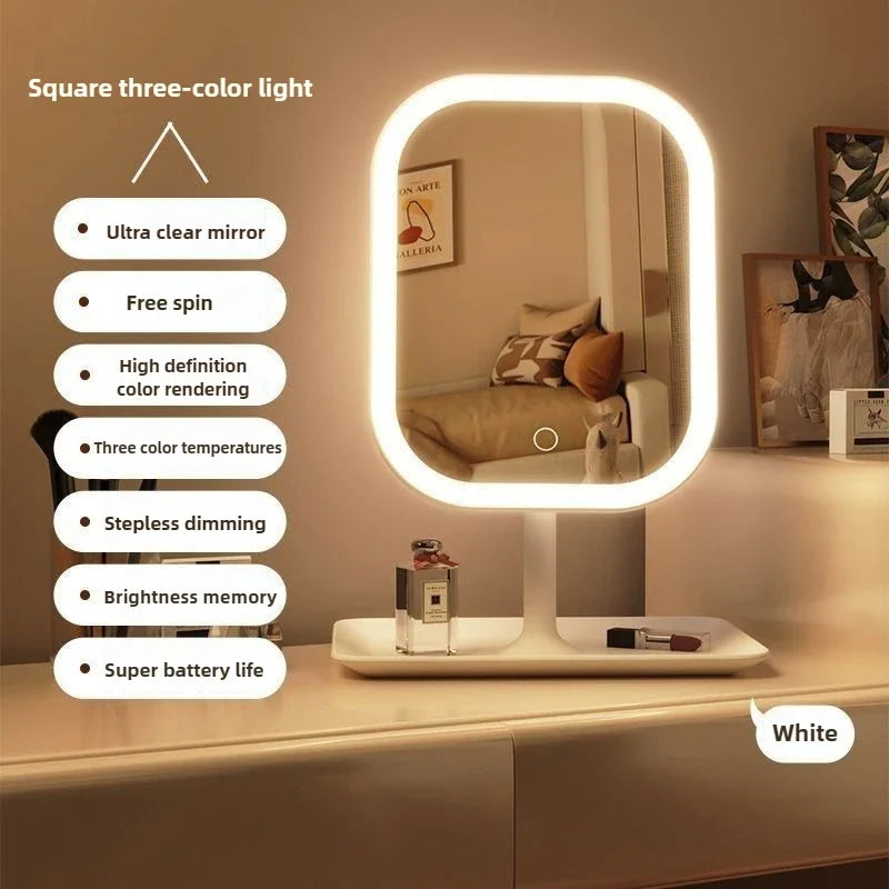 Adjustable Rotating LED Tabletop Vanity Mirror
