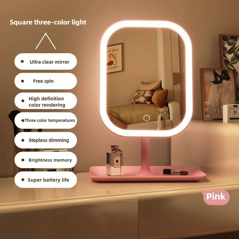 Adjustable Rotating LED Tabletop Vanity Mirror