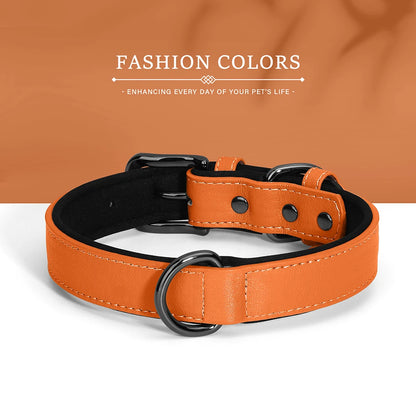 Adjustable Soft Padded Luxury Leather Dog Collar